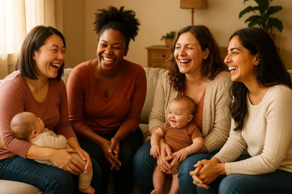 Mothers sharing support in a community group